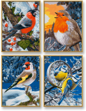 Zimowe Ptaki 4 obrazy 18 x 24 cm